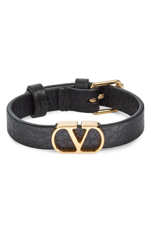 Valentino Vlogo Signature Leather Bracelet In Black