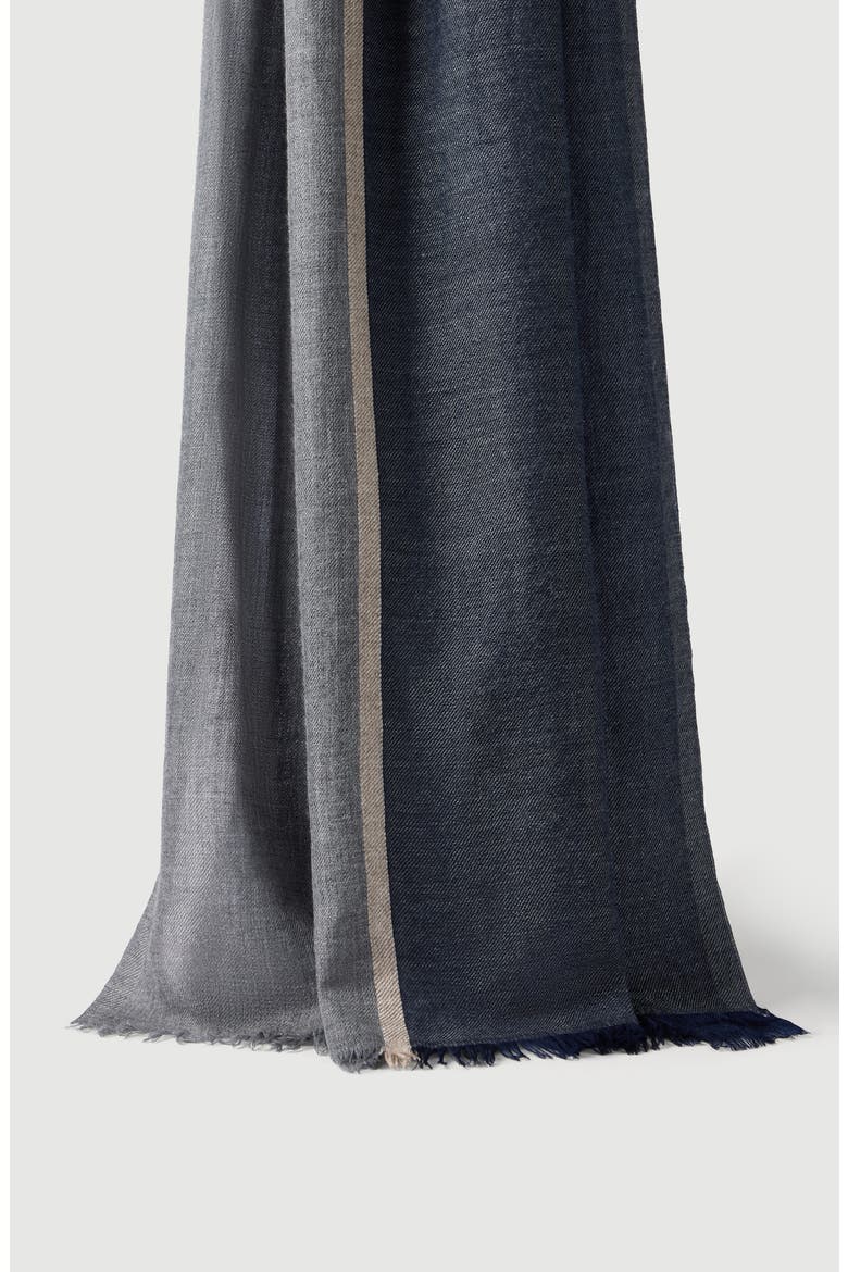 Cashmere and silk color block scarf, Main, color, Marine