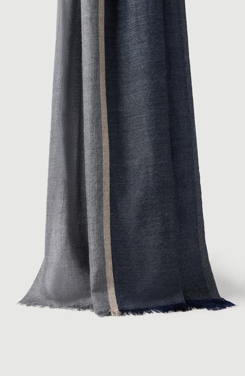 Cashmere and silk color block scarf
