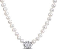 DELMAR Moissanite & Cultured Pearl Necklace