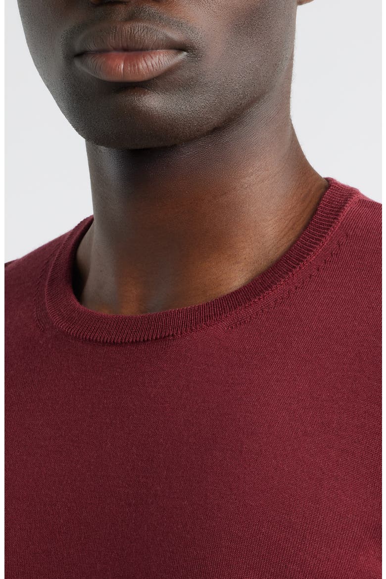 Leno Virgin Wool Crewneck Sweater, Alternate, color, DARK RED