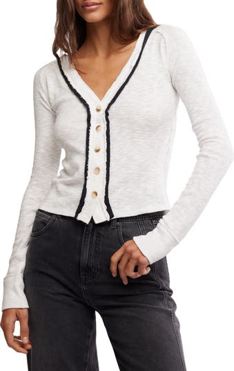 Tipton Raw Edge Button-Up Top