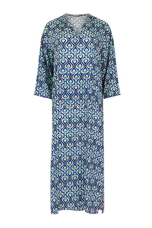 Henelle Hooded Kaftan In Surf Rider