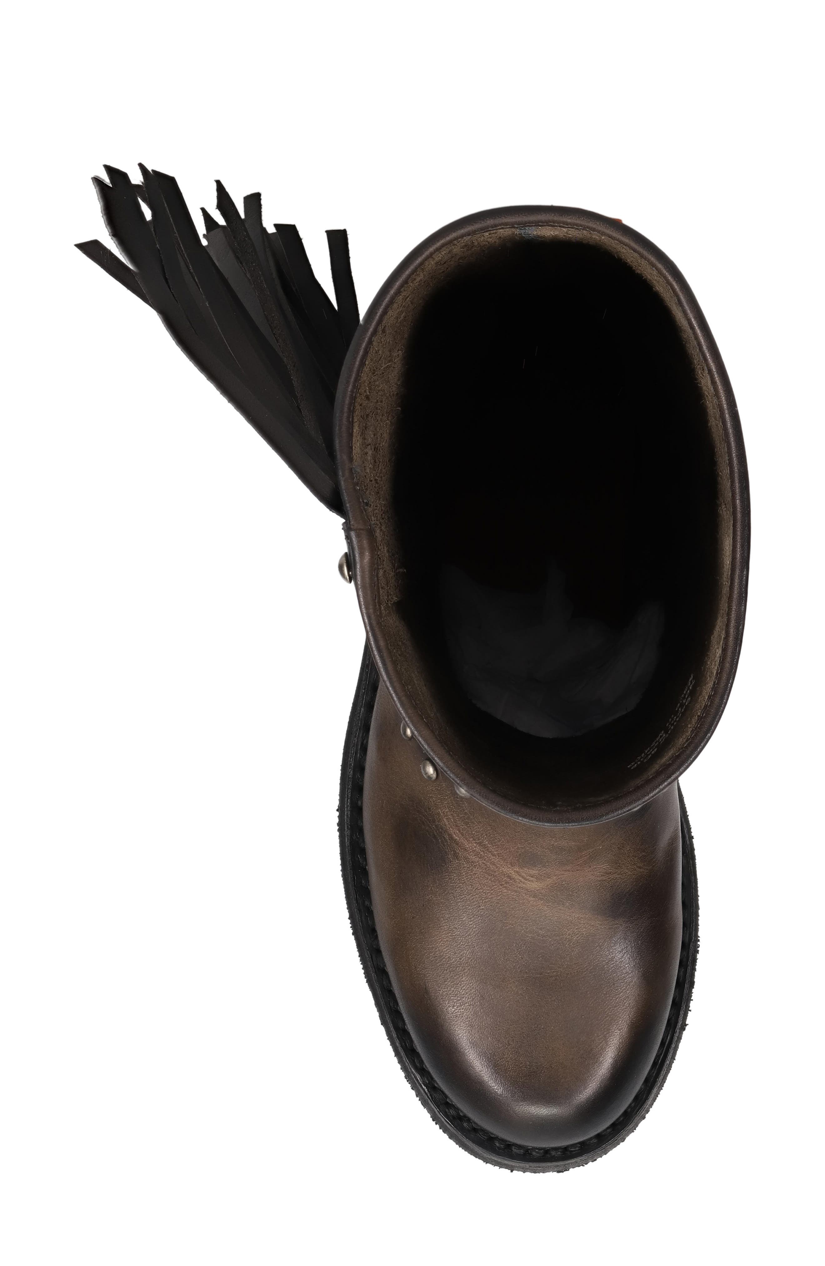 Frye Viv Fringe Trim Boot, Alternate, color, Black
