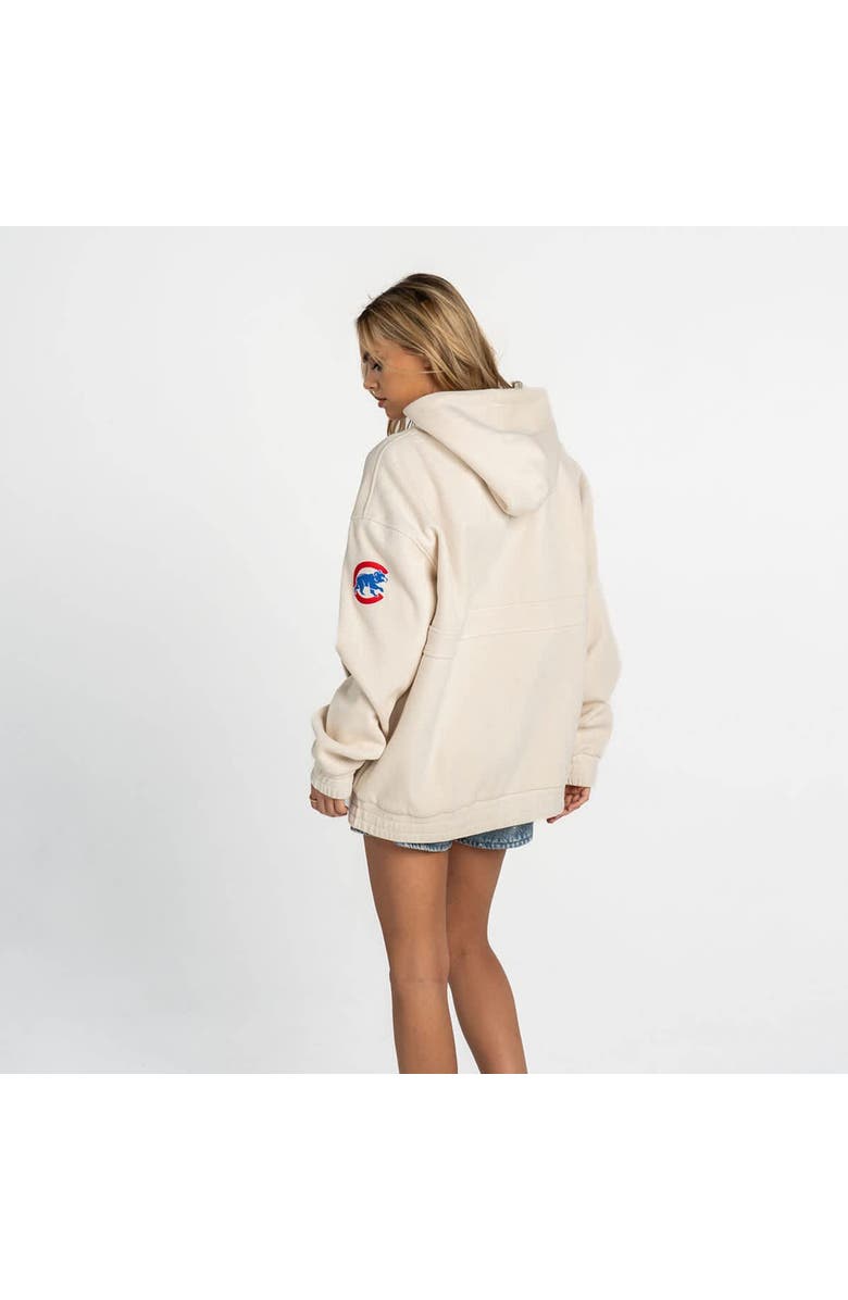 THE WILD COLLECTIVE Women's The Wild Collective  Cream Chicago Cubs Oversized Cord Tri-Blend Hoodie, Alternate, color, Cream