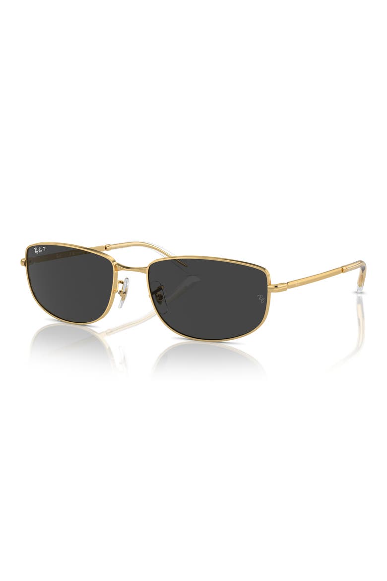 59mm Polarized Oval Sunglasses, Alternate, color, GOLD FLASH