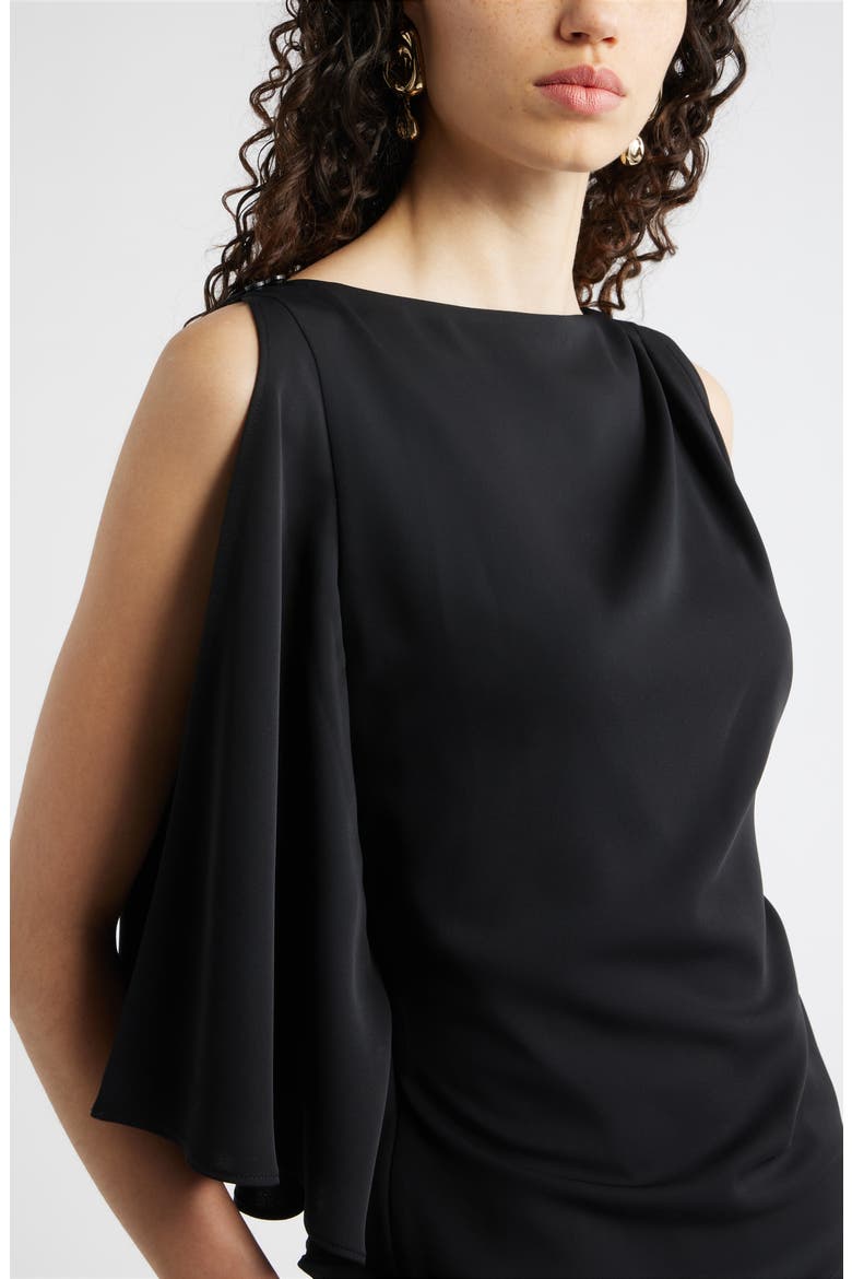 Single Split Sleeve Crepe Top, Alternate, color, BLACK