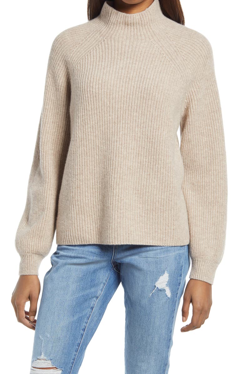 Reformation Georges Mock Neck Cashmere Sweater, Main, color,