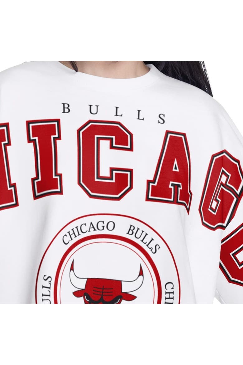 Women's G-III 4Her by Carl Banks  White Chicago Bulls Bleachers Cropped French Terry Sweatshirt, Alternate, color, White