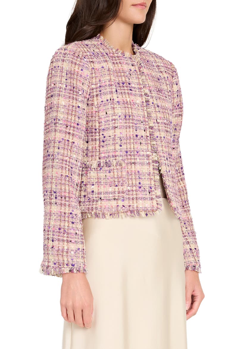 Bouclé Crop Jacket, Alternate, color, VANILLA PINK