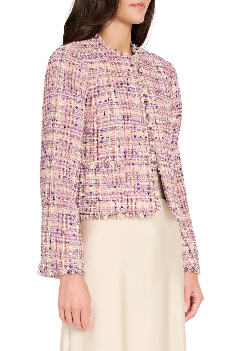 Tahari ASL Bouclé Crop Jacket, Alternate, color, Vanilla Pink