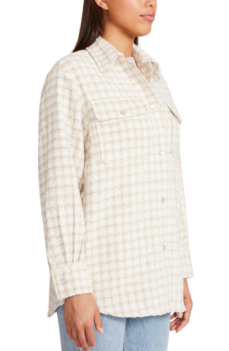 BB Dakota by Steve Madden The Nevermind Plaid Bouclé Shacket, Alternate, color,