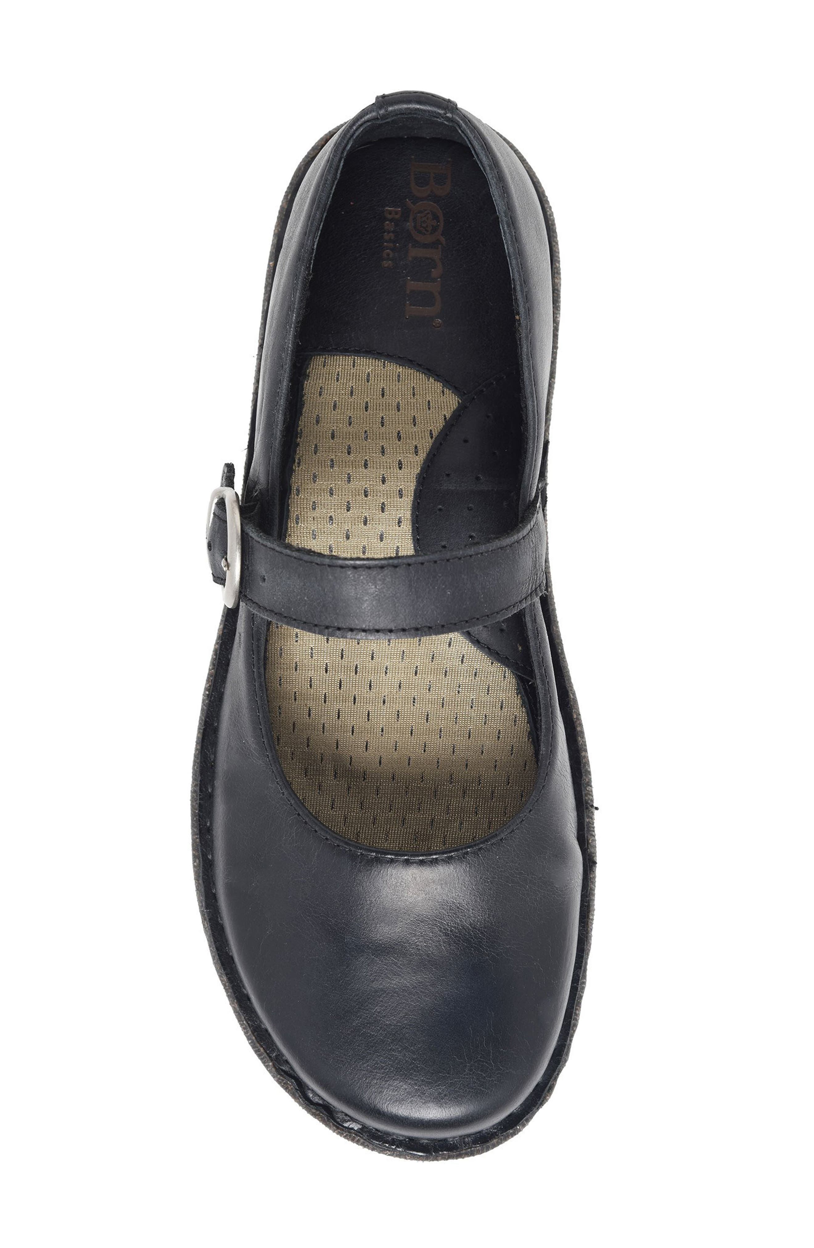 Børn Mary Jane Flat, Alternate, color, Black Leather