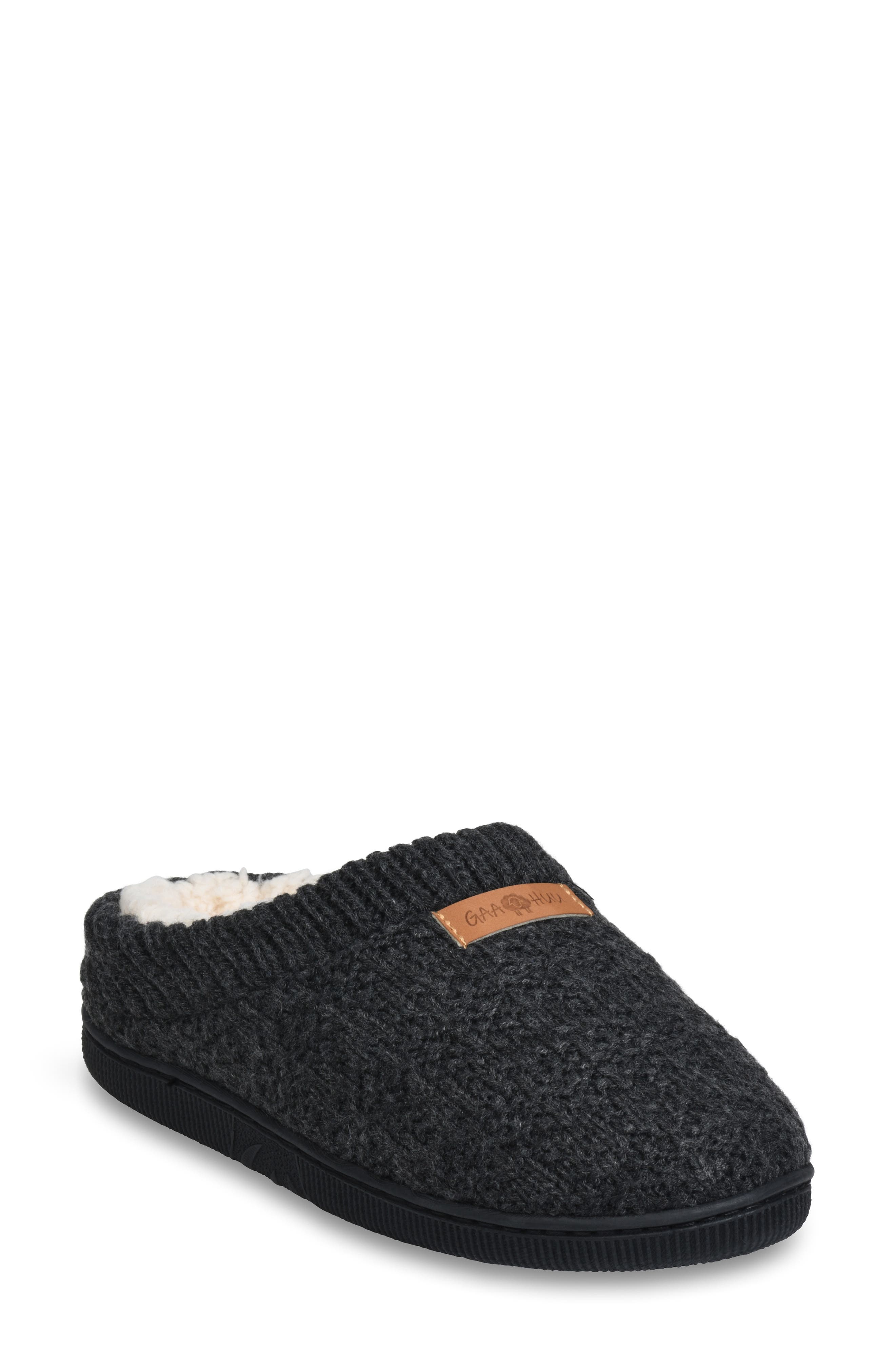 GAAHUU Textured Knit Faux Shearling Lined Slipper, Main, color, 