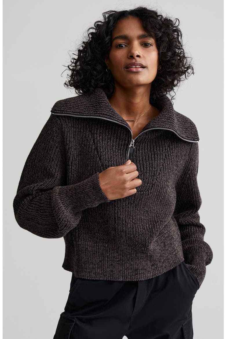 Mentone Half Zip Sweater, Alternate, color, BLACK SPECKLE