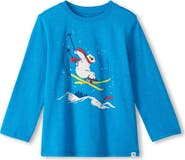 Hatley Kids' Skiing Bear Long Sleeve Cotton Graphic T-Shirt