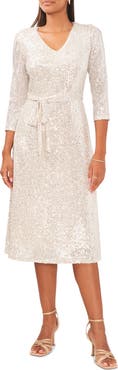 Chaus Tie Waist Sequin Dress