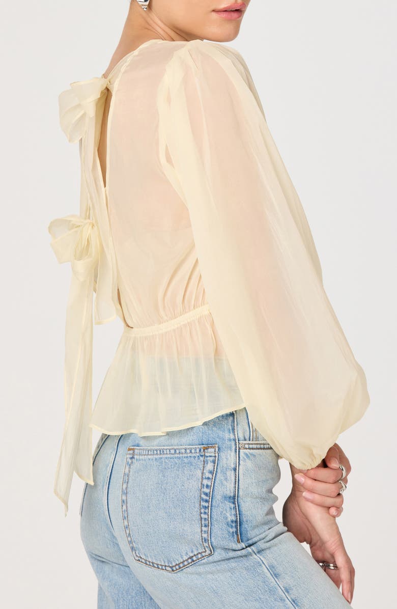 ASTR the Label Amie Peplum Sheer Chiffon Top, Alternate, color, Lemon