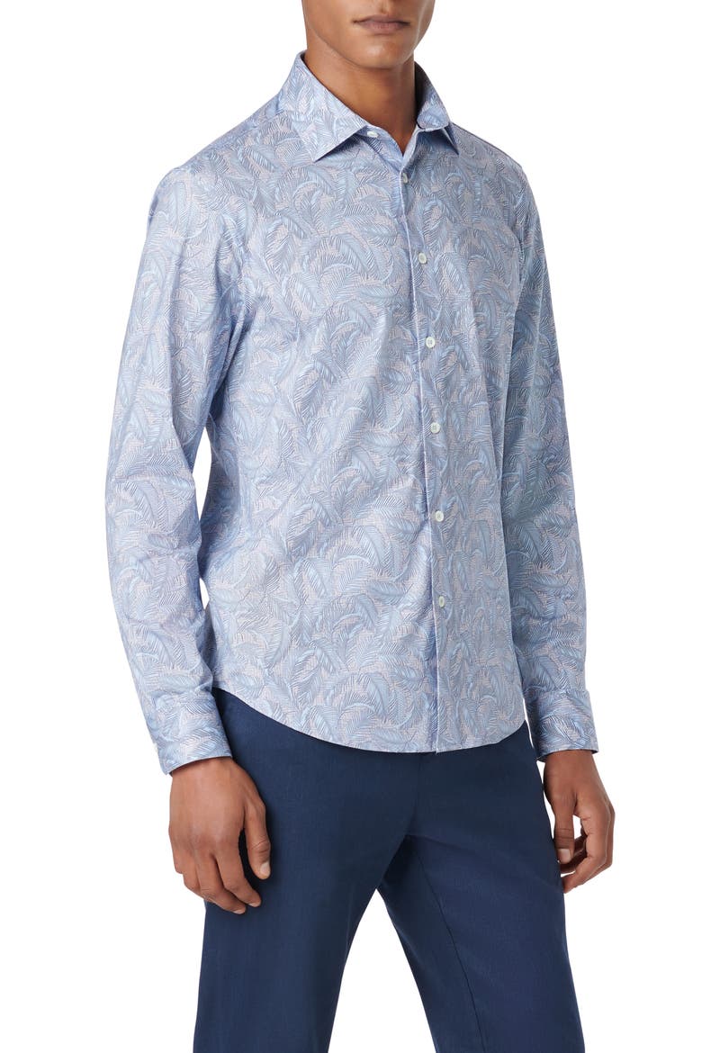 James OoohCotton® Feather Print Button-Up Shirt, Alternate, color, AIR BLUE