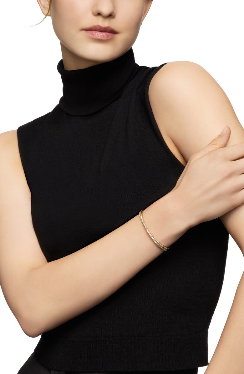 David Yurman Pavé Crossover Two Row Bracelet in 18K Yellow Gold with Diamonds, 5.5mm, Alternate, color, 18K Yellow Gold