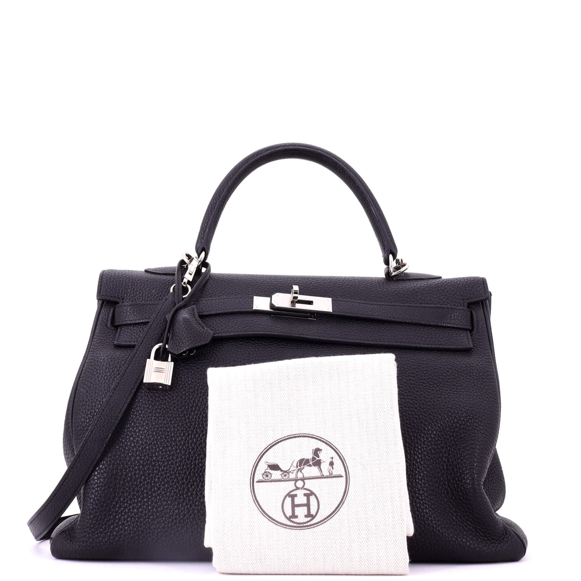 Pre-Owned Hermes Kelly Handbag Black Togo with Palladium Hardware 35, Alternate, color, Noir