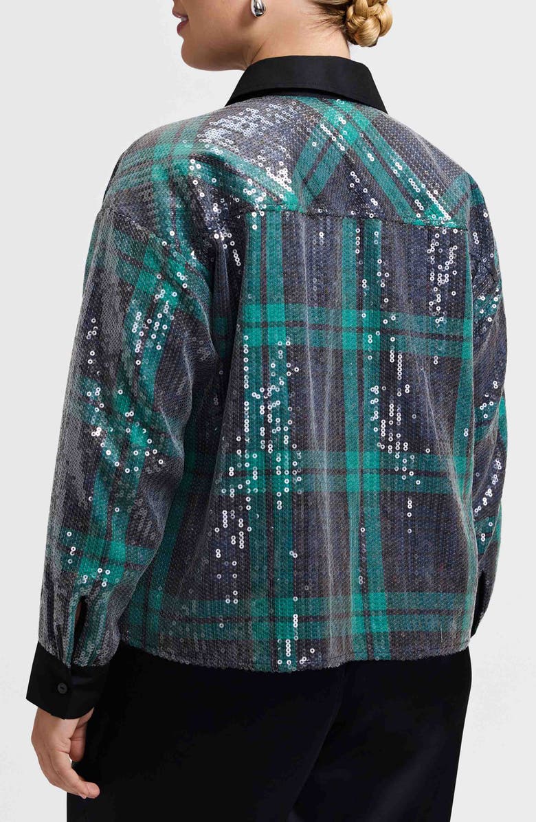Foxcroft Marina Sequin Button-Up Shirt, Alternate, color, Navy Blue/ Multi