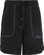 AMIRI Script Garment Dyed Linen Blend Shorts