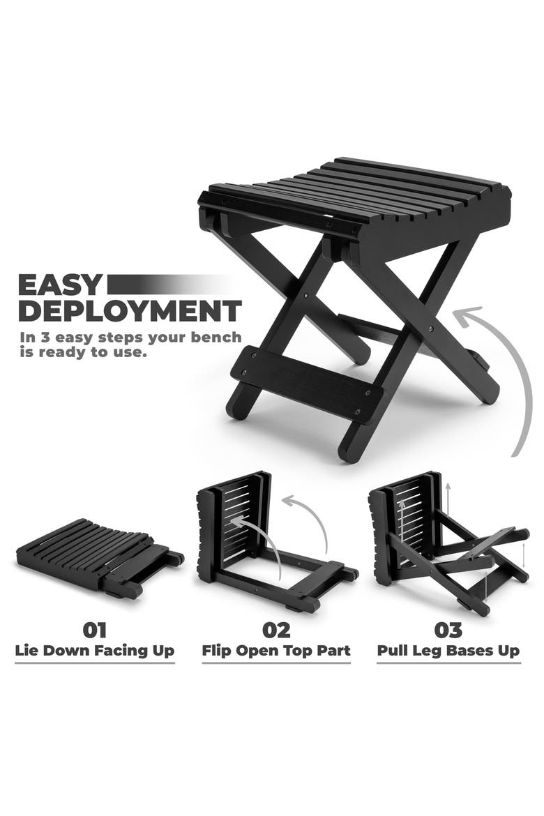 Bamboo Folding Step Stool, Alternate, color, BLACK