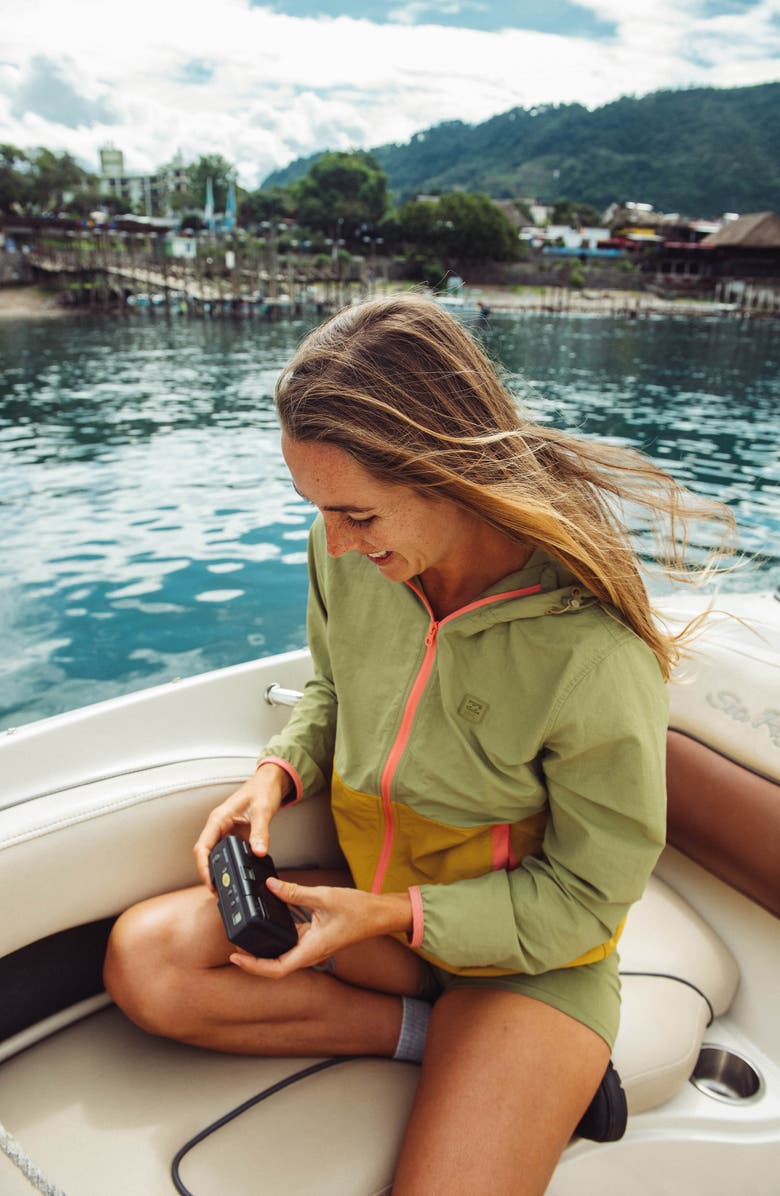 Billabong Windy Trails Colorblock Water Repellent Zip-Up Hooded Jacket, Alternate, color, Green Multi