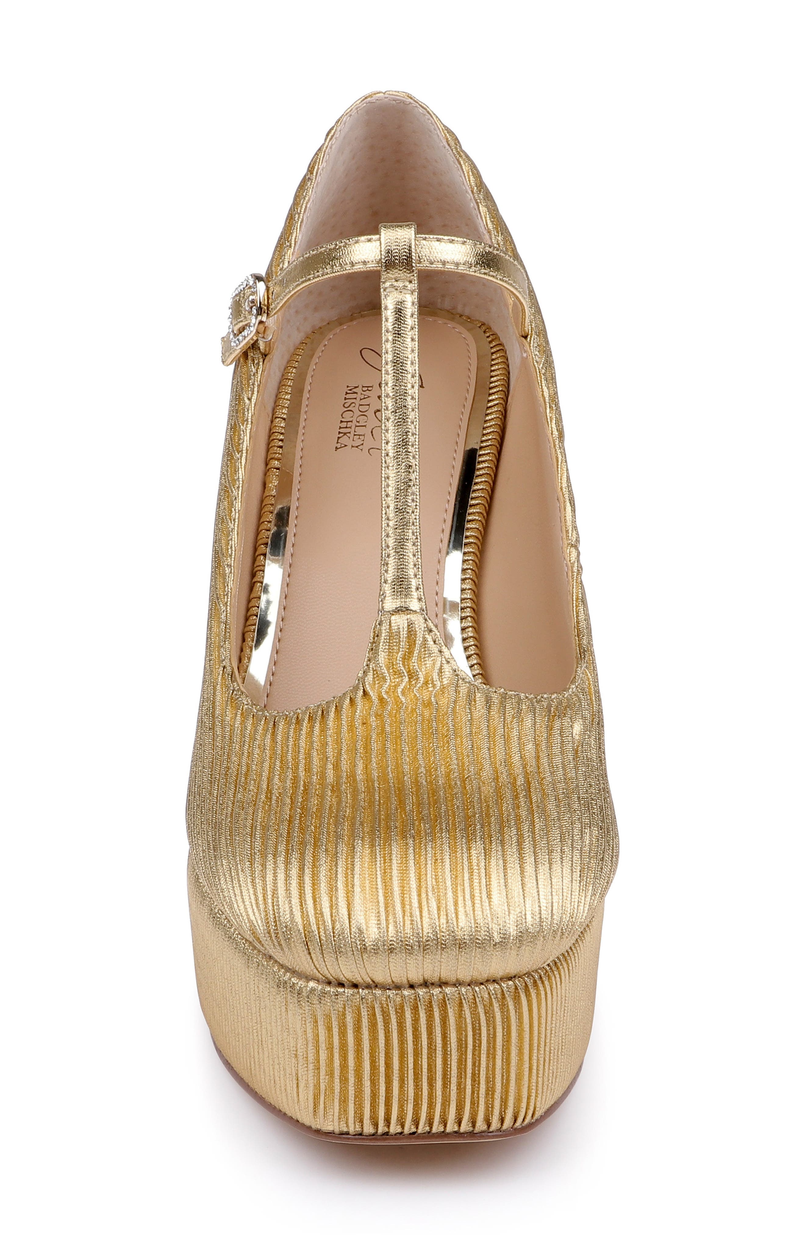 Banks T-Strap Platform Pump, Alternate, color, GOLD FABRIC