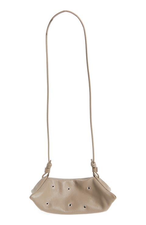 Mini Origami Snakeskin Embossed Leather East/West Crossbody Bag