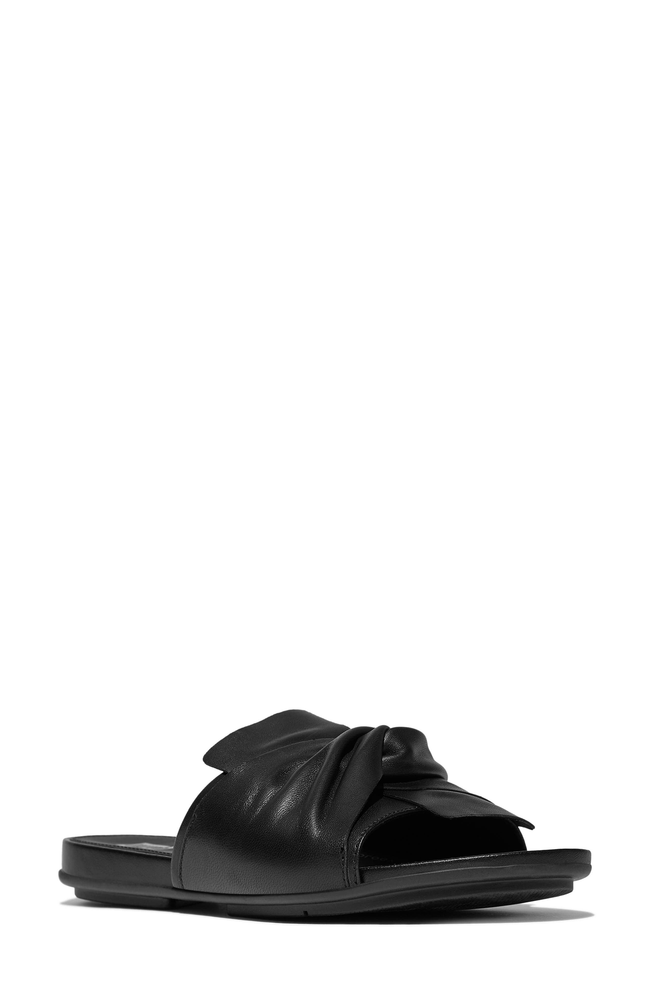 FitFlop Gracie Soft Twist Slide Sandal, Main, color, All Black
