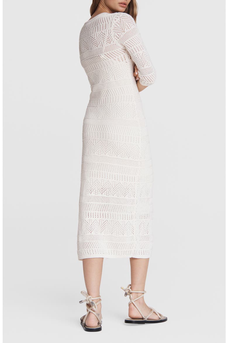 Renee Pointelle Cotton Blend Midi Dress, Alternate, color, IVORY