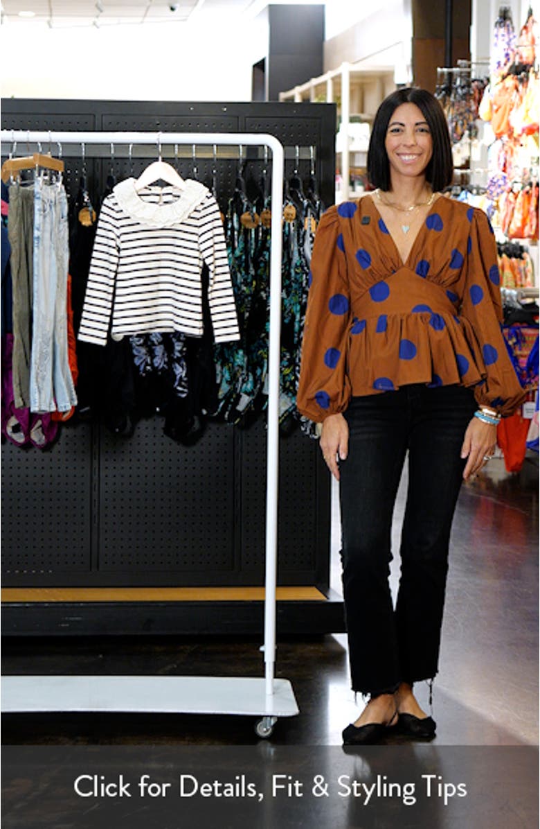 Kids' Eyelet Collar Stripe Long Sleeve Top, sales video thumbnail