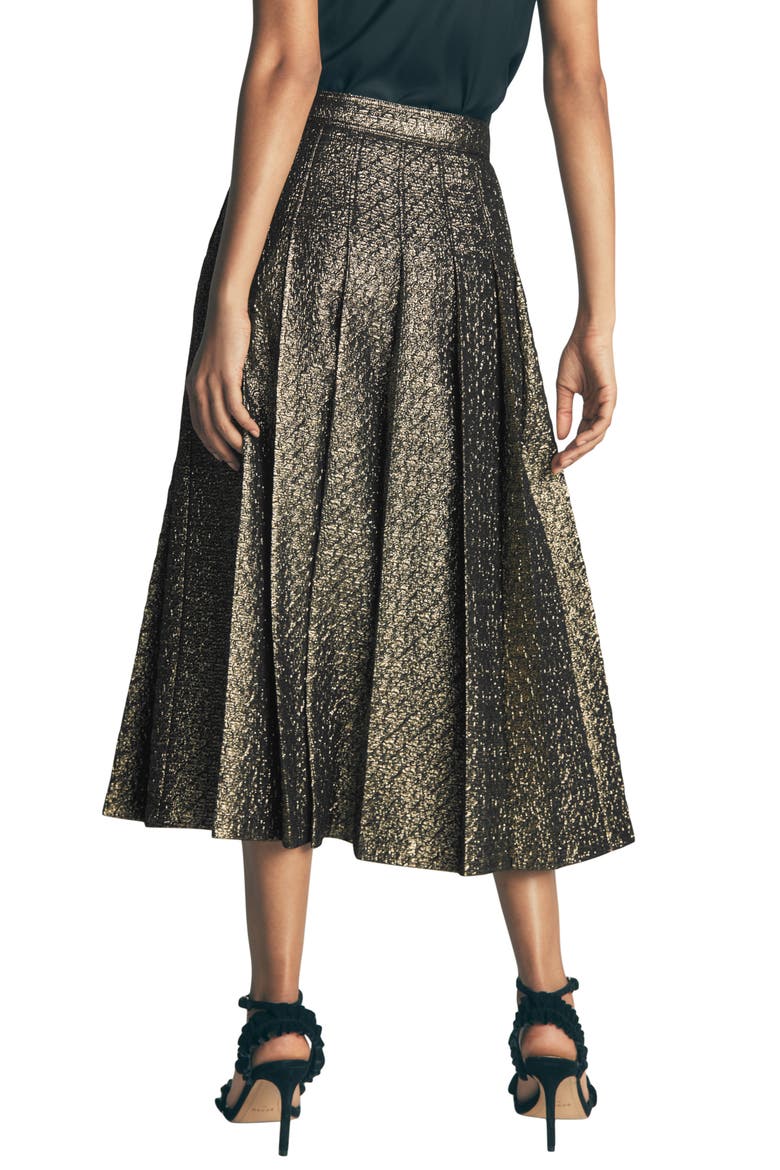 Aya Metallic Jacquard Midi Skirt, Alternate, color, GOLD