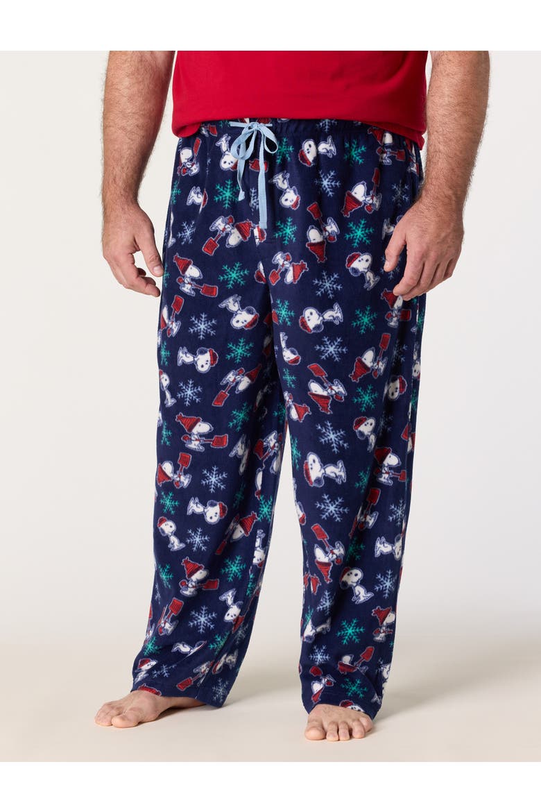 Big & Tall MJC Snoopy Let It Snow Fleece Lounge Pants, Main, color, BLUE