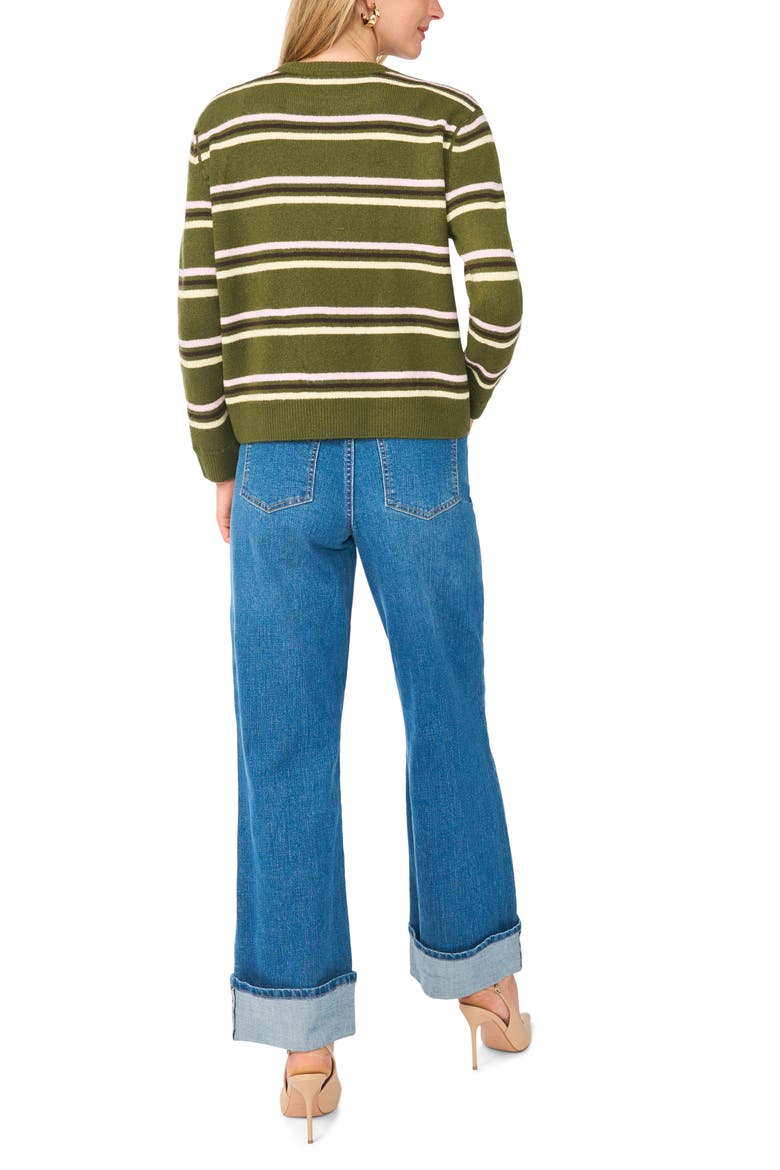 Stripe Crewneck Sweater, Alternate, color, GRECIAN OLIVE