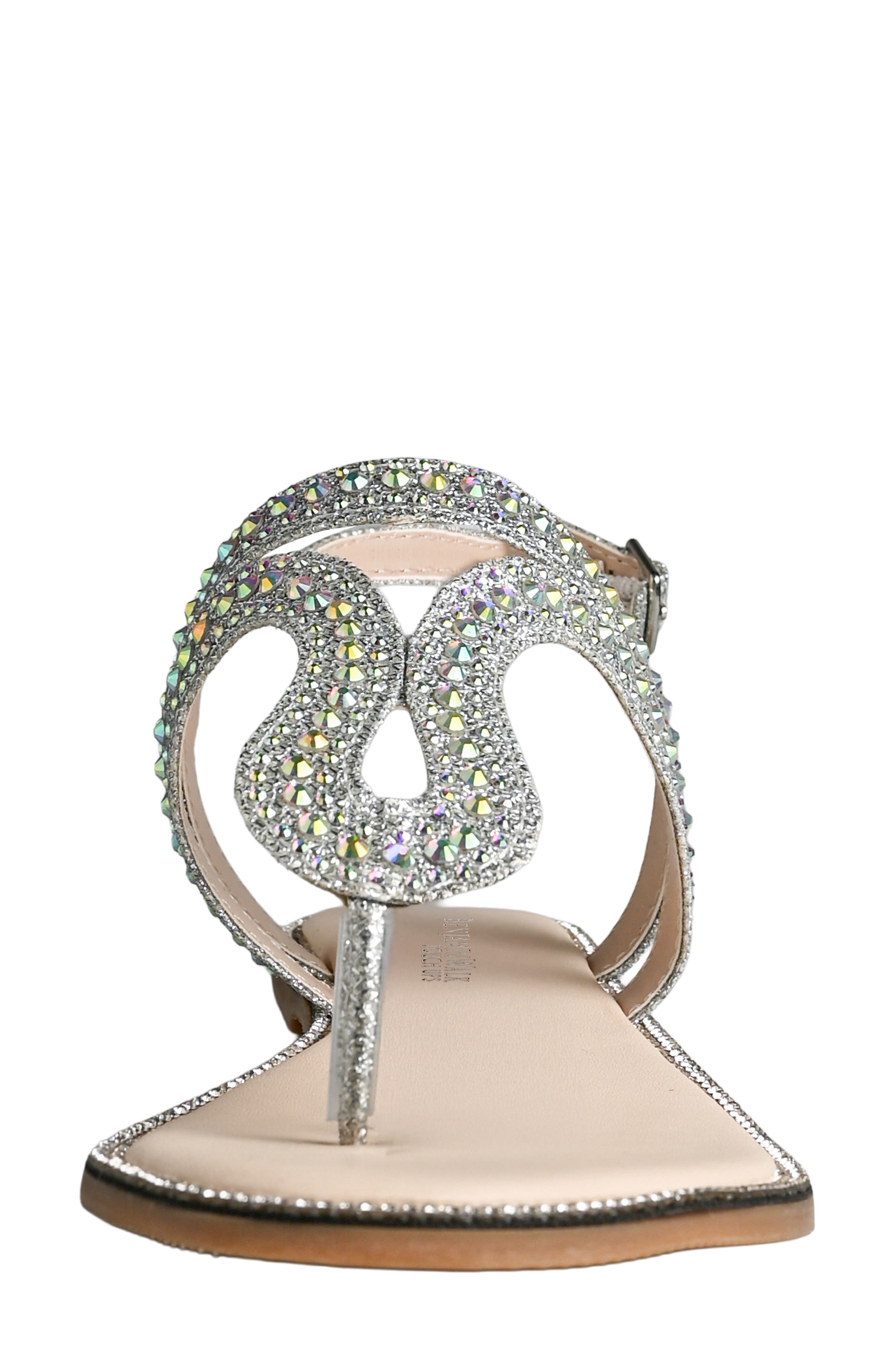 Jeweled Flat Thong Sandal, Alternate, color, SILVER