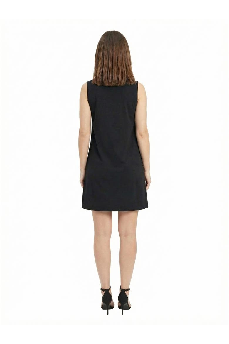 Essential Petite Round Neck Sleeveless A-Line Mini Shift Dress, Alternate, color, Black
