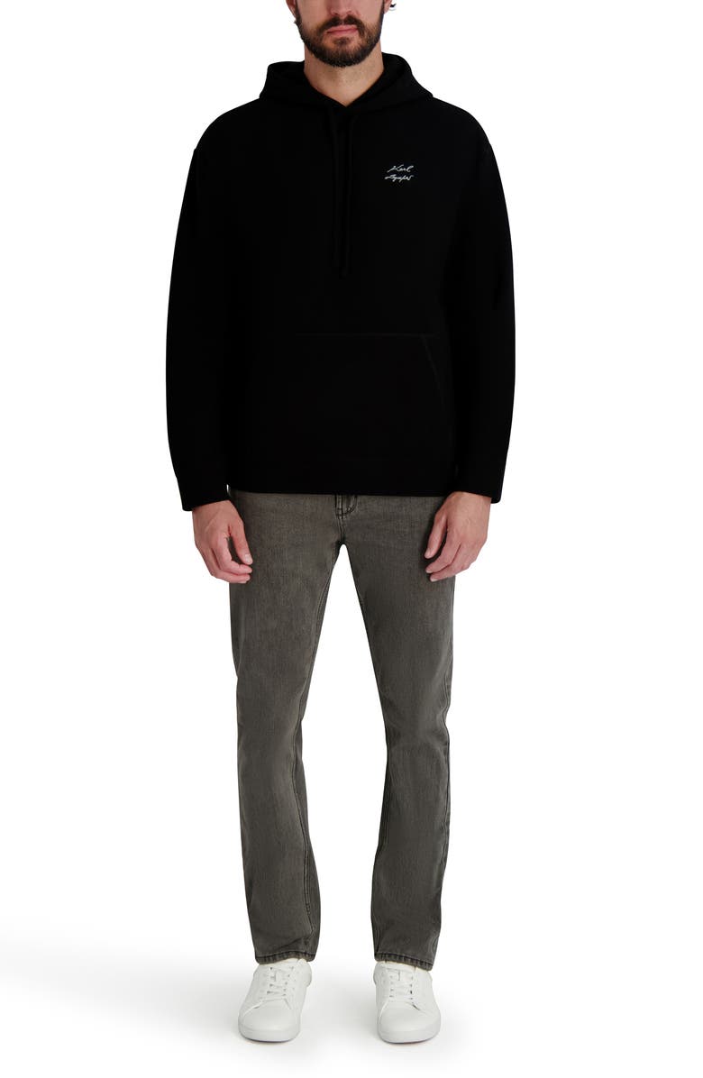 KARL LAGERFELD PARIS Textured Pullover Hoodie, Alternate, color, Black