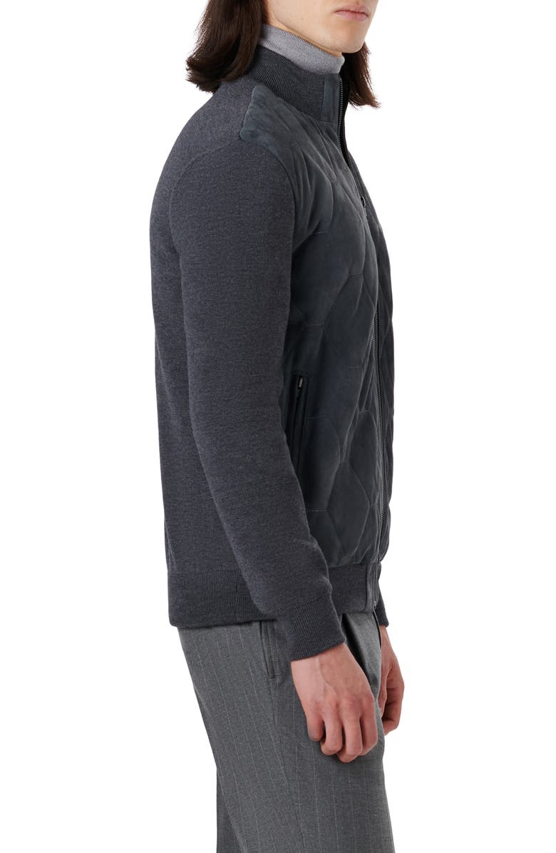 Bugatchi Suede Front Wool Sweater Jacket, Alternate, color, 