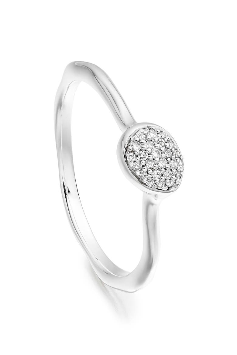 Siren Small Pavé Diamond Stacking Ring, Alternate, color, SILVER/ DIAMOND