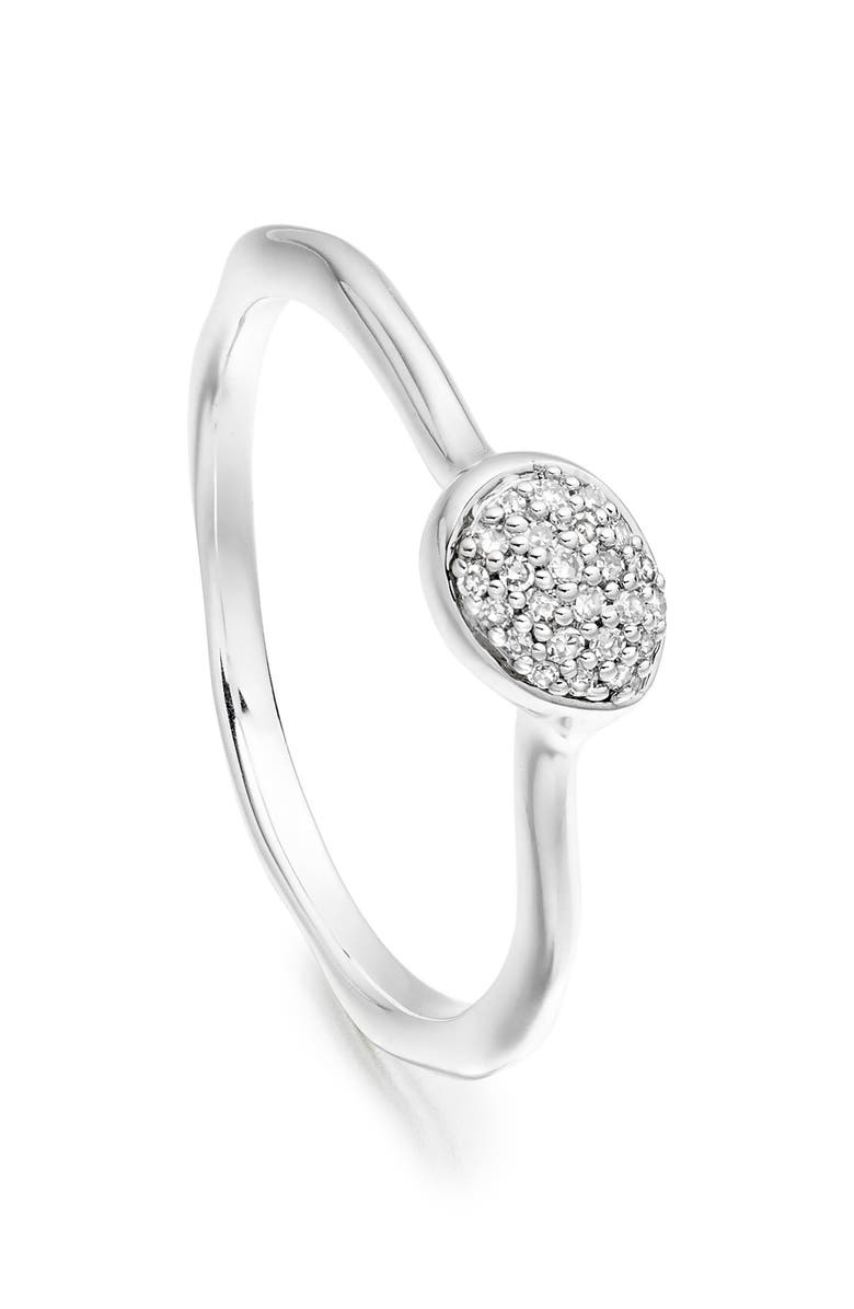 Monica Vinader Siren Small Pavé Diamond Stacking Ring, Alternate, color, 