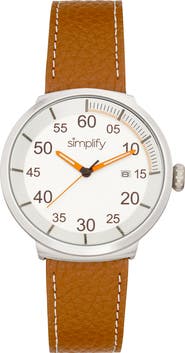 SIMPLIFY The 7100 Leather-Band Watch w/Date