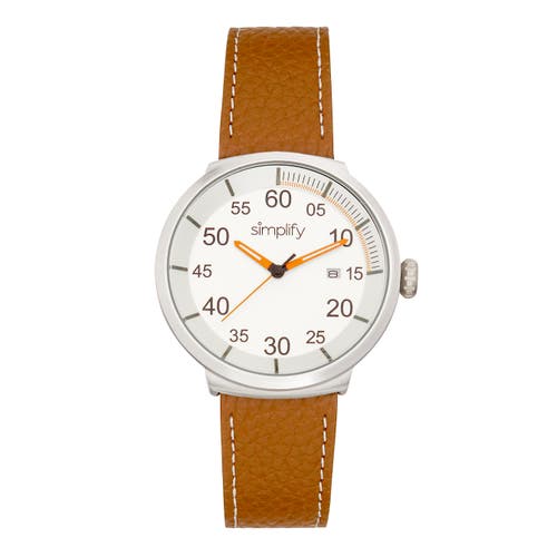 Simplify The 7100 Leather-band Watch W/date In Brown