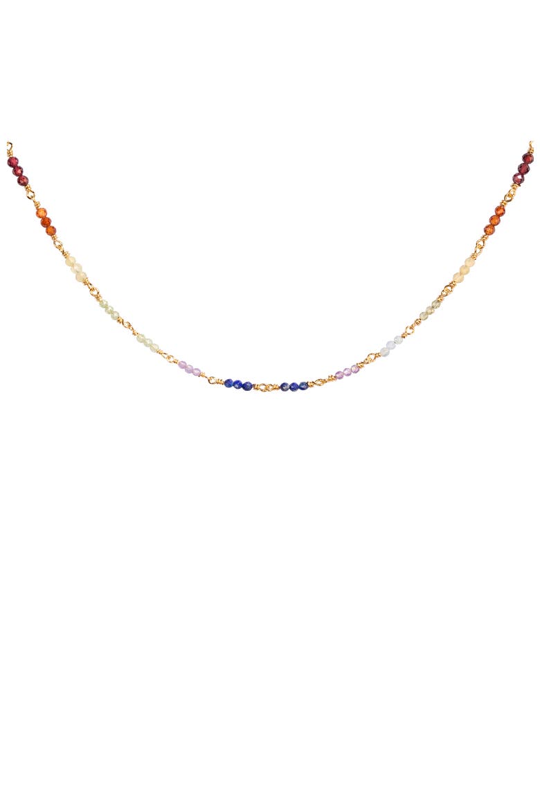 Women's Gold Plated Multistone Chakra Choker Necklace Spiritual Healing, Main, color, Gold/red/yellow/purple/blue