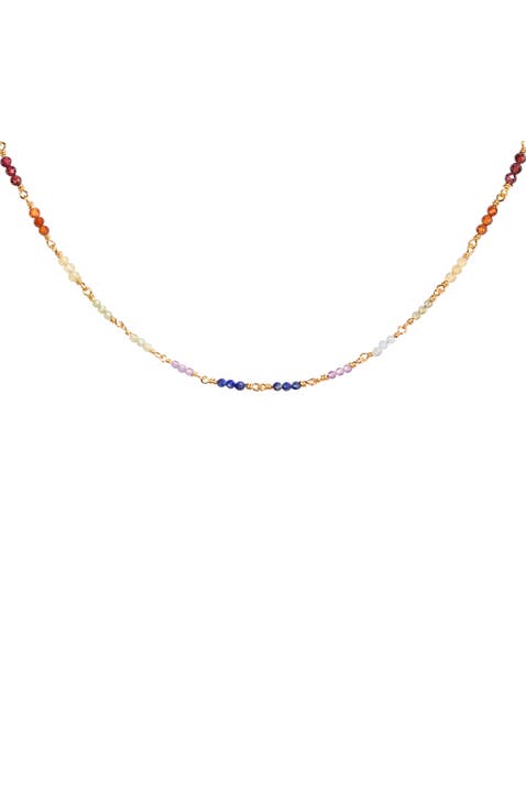 Women's Gold Plated Multistone Chakra Choker Necklace Spiritual Healing
