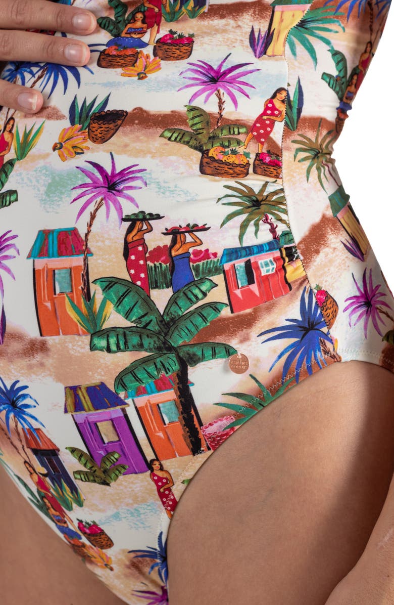 Cache Coeur Playa One-Shoulder One-Piece Maternity Swimsuit, Alternate, color, 