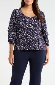 Liverpool Ruffle Sleeve Print Top