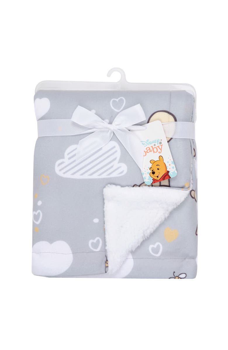 Lambs & Ivy Disney Baby Hunny Bear Winnie the Pooh Soft Faux Shearling Baby Blanket, Alternate, color, Gray
